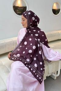 Lamelif Puantiye Desen Soft Şal Koyu Bordo