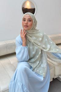 Lamelif Puantiye Desen Soft Şal Mint Yeşili