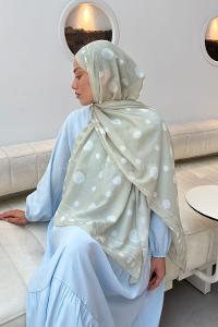Lamelif Puantiye Desen Soft Şal Mint Yeşili