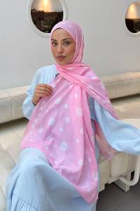 Lamelif Puantiye Desen Soft Şal Şeker Pembe