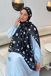 Lamelif Puantiye Desen Soft Şal Siyah