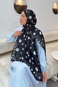 Lamelif Puantiye Desen Soft Şal Siyah