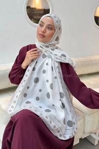 Lamelif Puantiye Desen Soft Şal Taş