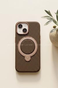 Lamelif iPhone 15 Elite Carbon 360 Dönebilen Standlı Magsafe Telefon Kılıfı