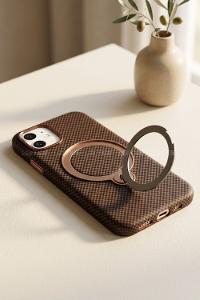 Lamelif iPhone 11 Elite Carbon 360 Dönebilen Standlı Magsafe Telefon Kılıfı