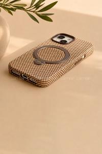 Lamelif iPhone 15 Elite Carbon 360 Dönebilen Standlı Magsafe Telefon Kılıfı