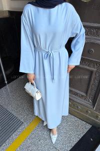 Baby Blue Crew Neck Cupra Dresess