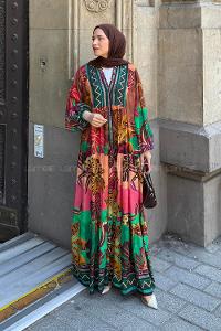 Lamelif Soyut Desenli Elbise
