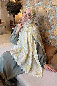 Lamelif  Botanik Çiçek Desen Lara Soft Şal Sarı