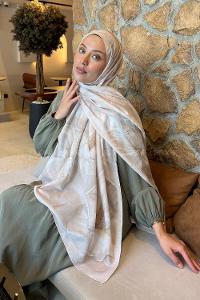 Lamelif Çiçek Desen Lara Soft Şal Bej