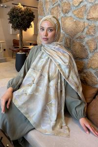 Lamelif Çiçek Desen Lara Soft Şal Mint Yeşili