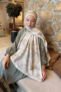 Lamelif Çiçek Desen Lara Soft Şal Sarı