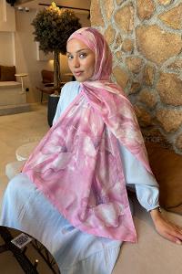 Lamelif Çiçek Desen Lara Soft Şal Şeker Pembe