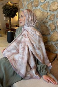 Lamelif Çiçek Desen Lara Soft Şal Sütlü Kahve