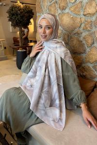 Lamelif Çiçek Desen Lara Soft Şal Vizon