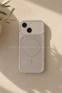 Lamelif iPhone 15 Elmas Taşlı Magsafe Telefon Kılıfı