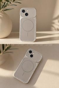 Lamelif iPhone 15 Elmas Taşlı Magsafe Telefon Kılıfı