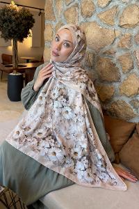 Lamelif Papatya Desen Lara Soft Şal Bej