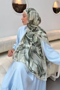 Mint Green Cotton Fabric Flowering Shawl
