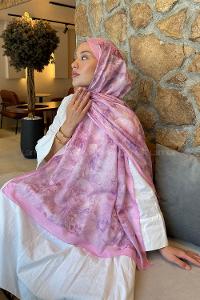Lamelif Çiçek Desen Lara Soft Şal Şeker Pembe
