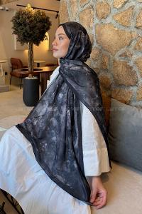 Lamelif Çiçek Desen Lara Soft Şal Siyah