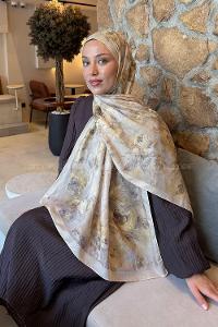 Lamelif Çiçek Desen Lara Soft Şal Su Yeşili