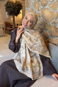 Lamelif Çiçek Desen Lara Soft Şal Su Yeşili