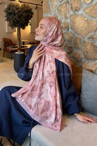 Lamelif Floral Desen Lara Soft Şal Pudra