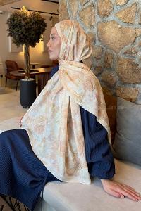 Lamelif Floral Desen Lara Soft Şal  Sarı