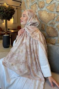 Lamelif Flower Desen Lara Soft Şal Bej