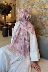 Lamelif Flower Desen Lara Soft Şal Lila