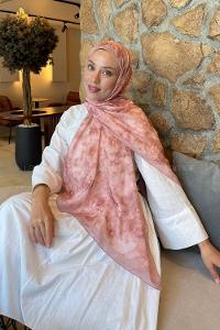 Lamelif Flower Desen Lara Soft Şal Pudra