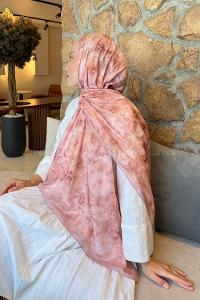 Lamelif Flower Desen Lara Soft Şal Pudra