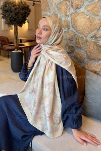 Lamelif Flower Desen Lara Soft Şal Sarı