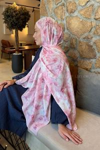 Lamelif Flower Desen Lara Soft Şal Şeker Pembe