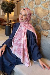 Lamelif Flower Desen Lara Soft Şal Toz Pembe