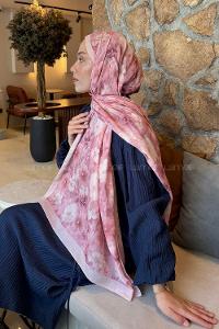Lamelif Flower Desen Lara Soft Şal Toz Pembe