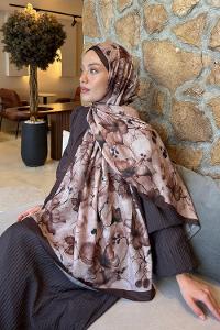 Lamelif Manolya Desen Lara Soft Şal Acı Kahve