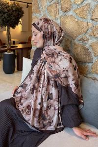 Lamelif Manolya Desen Lara Soft Şal Acı Kahve