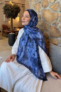 Lamelif Manolya Desen Lara Soft Şal Lacivert