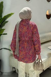 Tile Shirt Collar Long Arm Sandy Fabric Printed Shirt
