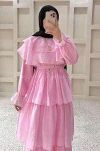 Lamelif Kat Kat Prenses Elbise Pembe