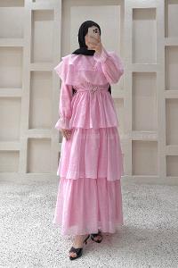 Lamelif Kat Kat Prenses Elbise Pembe