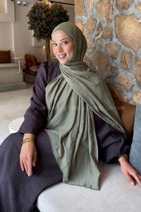 Army Green Cotton Fabric Straight Shawl