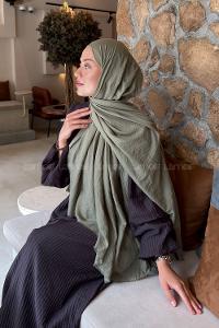 Army Green Cotton Fabric Straight Shawl