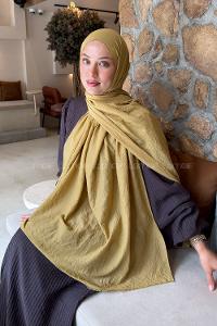 Oil Green Cotton Fabric Straight Shawl