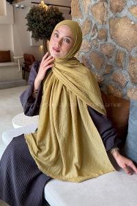 Oil Green Cotton Fabric Straight Shawl