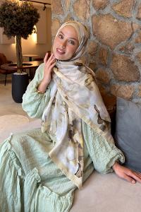 Lamelif Çiçek Desen Lara Soft Şal Sarı