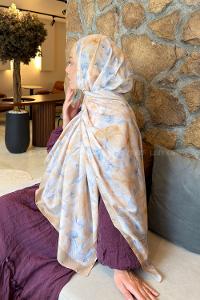 Lamelif Lale Desen Lara Soft Şal Camel