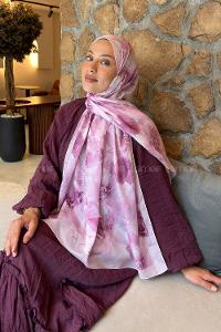 Lamelif Poeny Desen Lara Soft Şal Şeker Pembe